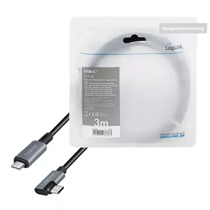 USB kabelis LogiLink CU0183 2m USB C melns sudrabains USB 2.0