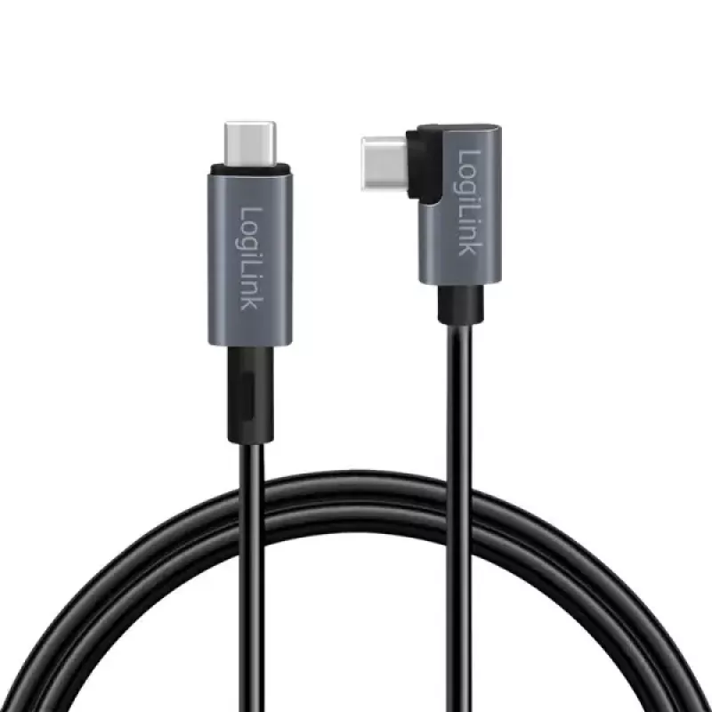 USB kabelis LogiLink CU0183 2m USB C melns sudrabains USB 2.0
