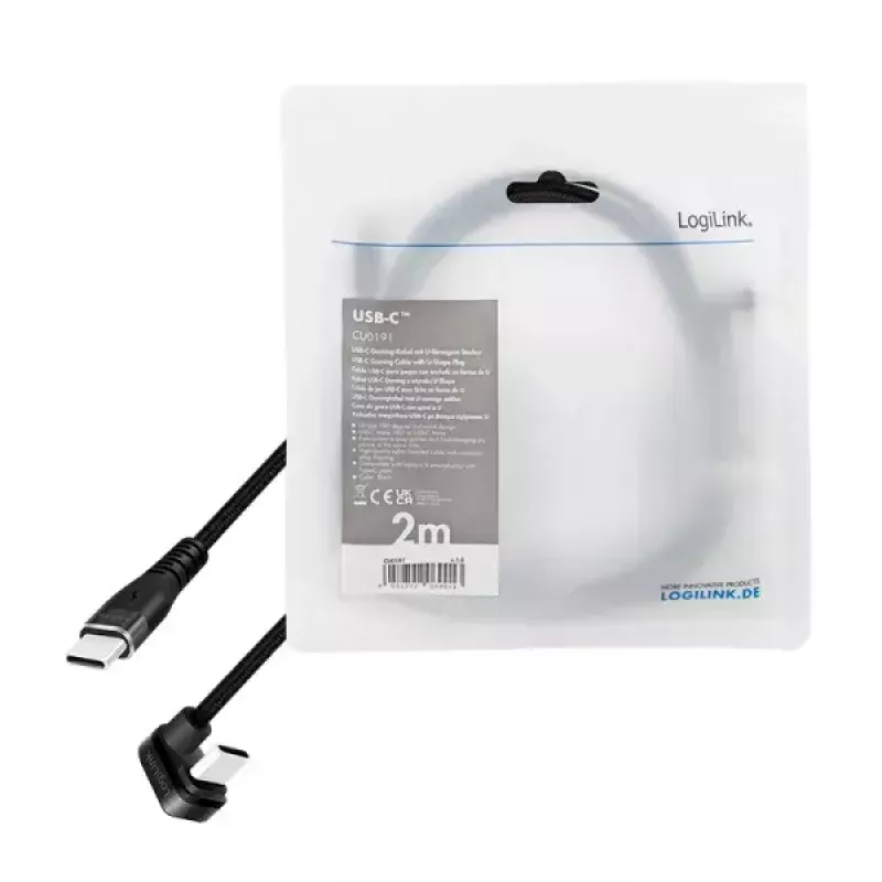 LogiLink CU0191 USB kabelis USB 2.0 2 m USB C Melns