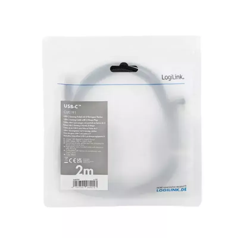 LogiLink CU0191 USB kabelis USB 2.0 2 m USB C Melns