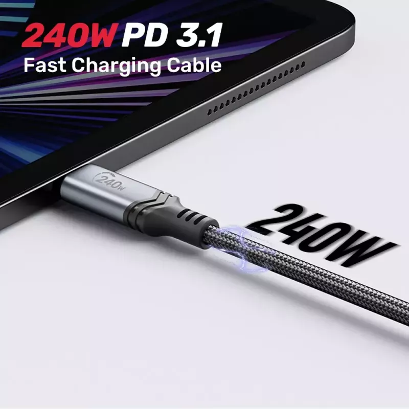 USB-C–USB-C kabelis Unitek C14110GY-2M USB 3.2 Gen 1, 2 m, 5 A, 240 W, melns