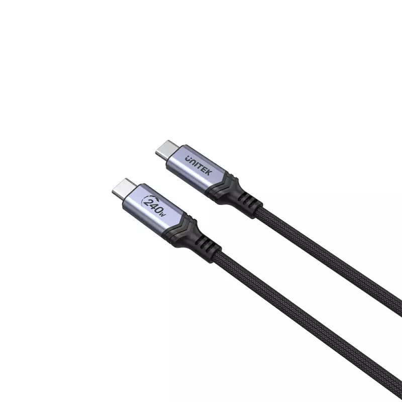 USB-C–USB-C kabelis Unitek C14110GY-2M USB 3.2 Gen 1, 2 m, 5 A, 240 W, melns