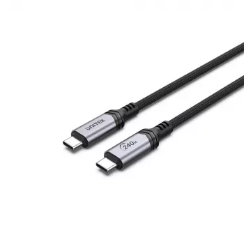USB-C–USB-C kabelis Unitek C14110GY-2M USB 3.2 Gen 1, 2 m, 5 A, 240 W, melns