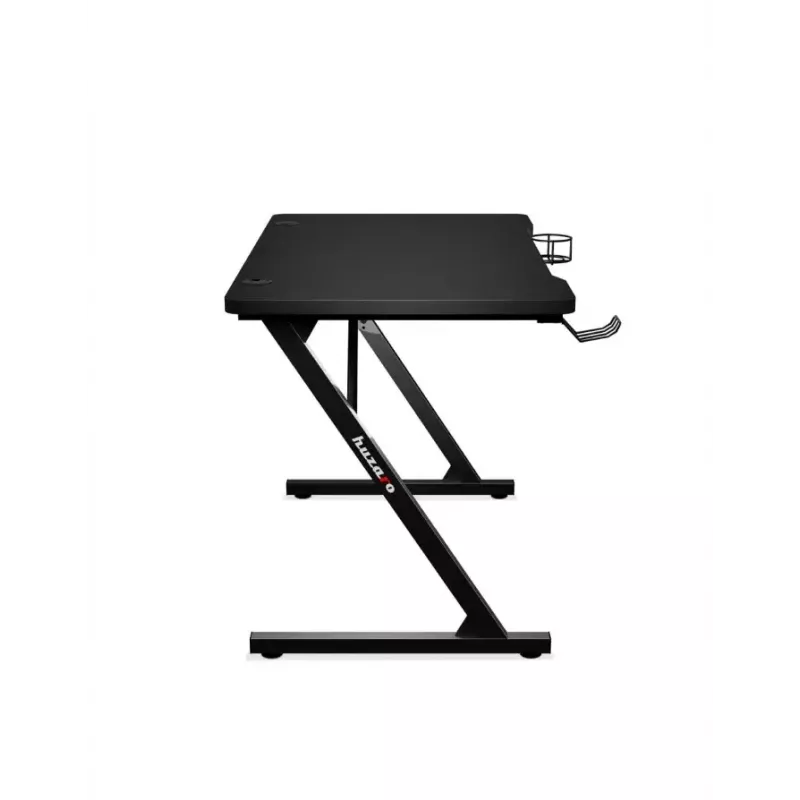 Taisns spēļu galds Huzaro Hero 1.8 Melns — MDF virsma 1000×600×700 mm, tērauda rāmis, krūzes turētājs