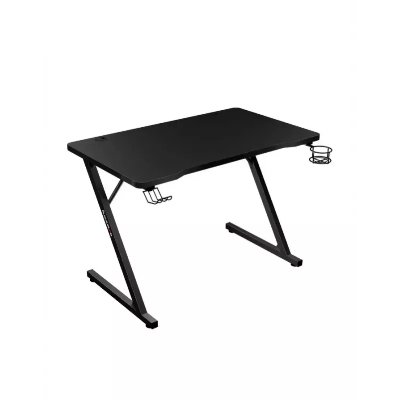 Taisns spēļu galds Huzaro Hero 1.8 Melns — MDF virsma 1000×600×700 mm, tērauda rāmis, krūzes turētājs