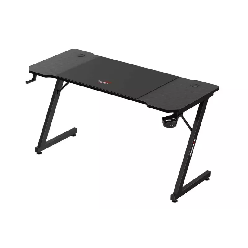 Ergonomisks spēļu galds huzaro Hero 3.3 Melns — taisna taisnstūra galvirsma 1400x600 mm, 740 mm augstums, 15 mm biezums