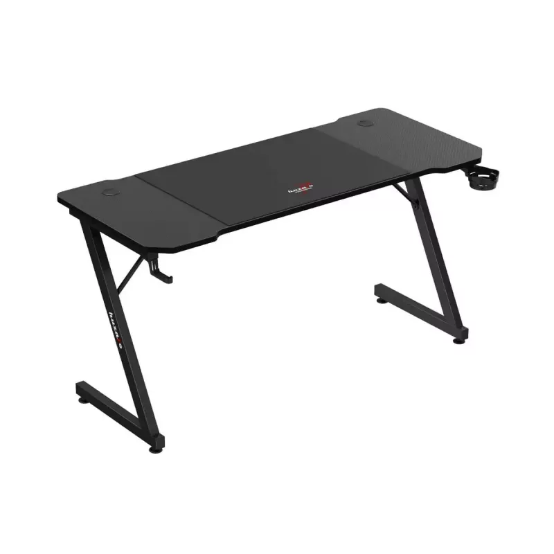 Ergonomisks spēļu galds huzaro Hero 3.3 Melns — taisna taisnstūra galvirsma 1400x600 mm, 740 mm augstums, 15 mm biezums