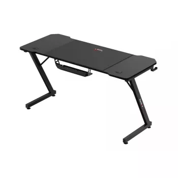 Ergonomisks spēļu galds huzaro Hero 3.3 Melns — taisna taisnstūra galvirsma 1400x600 mm, 740 mm augstums, 15 mm biezums