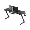 Spēļu galds huzaro Hero 3.3 RGB — melna taisna galda virsma 1400x600 mm, LED apgaismojums, krūzes turētājs, austiņu āķis