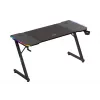 Spēļu galds huzaro Hero 3.3 RGB — melna taisna galda virsma 1400x600 mm, LED apgaismojums, krūzes turētājs, austiņu āķis