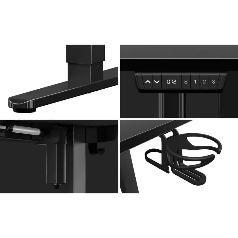 Spēļu galds huzaro Hero 9.1 Melns — L formas MDF virsma, USB-C uzlāde, LED vadība, regulējams augstums 72–118 cm