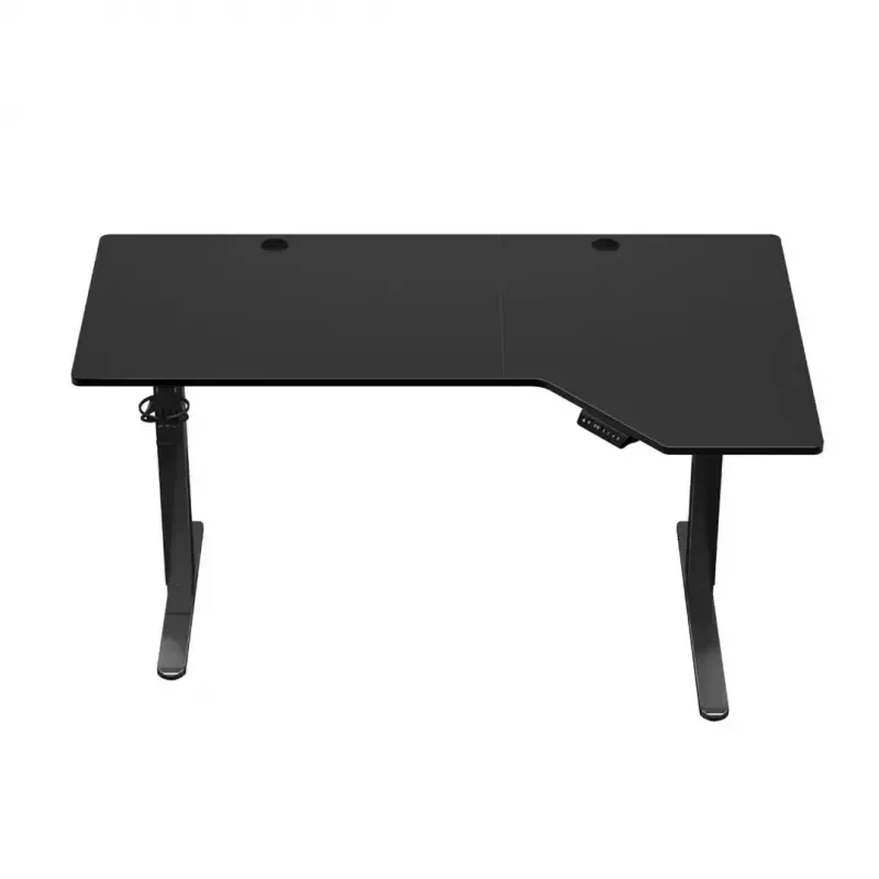 Spēļu galds huzaro Hero 9.1 Melns — L formas MDF virsma, USB-C uzlāde, LED vadība, regulējams augstums 72–118 cm