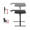 Spēļu galds huzaro Hero 9.1 Melns — L formas MDF virsma, USB-C uzlāde, LED vadība, regulējams augstums 72–118 cm