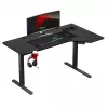 Spēļu galds huzaro Hero 9.1 Melns — L formas MDF virsma, USB-C uzlāde, LED vadība, regulējams augstums 72–118 cm