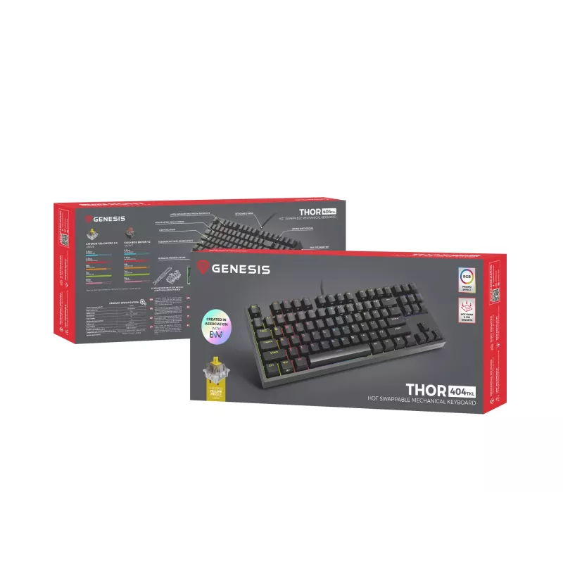 GENESIS Thor 404 TKL tastatūra Spēlēm USB QWERTY US International Melna