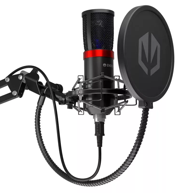 PC mikrofons ENDORFY Solum Streaming, vadu USB-C kardioīds, 48 kHz/16 bitu, 18–21000 Hz, galda stiprinājums, trieciena stiprinājums un pop filtrs