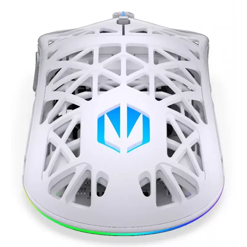 Bezvadu spēļu pele ENDORFY LIV Onyx balta — Bluetooth/2,4 GHz, 12000 DPI, piemērota abām rokām, aRGB apgaismojums, 6 pogas, USB-A/USB-C kabelis