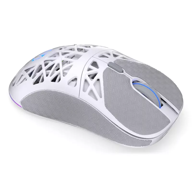 Bezvadu spēļu pele ENDORFY LIV Onyx balta — Bluetooth/2,4 GHz, 12000 DPI, piemērota abām rokām, aRGB apgaismojums, 6 pogas, USB-A/USB-C kabelis