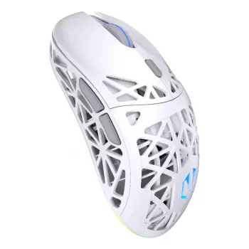 Bezvadu spēļu pele ENDORFY LIV Onyx balta — Bluetooth/2,4 GHz, 12000 DPI, piemērota abām rokām, aRGB apgaismojums, 6 pogas, USB-A/USB-C kabelis