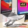 Laptop statīvs Unitek D1109A — alumīnija regulējams statīvs ar USB-C centrmezglu, HDMI, Gigabit Ethernet (piemērots 14 collu–17 collu ierīcēm)