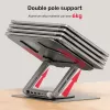Laptop statīvs Unitek D1109A — alumīnija regulējams statīvs ar USB-C centrmezglu, HDMI, Gigabit Ethernet (piemērots 14 collu–17 collu ierīcēm)