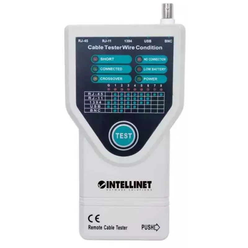 Intellinet 5-in-1 kabeļa testeris, testē 5 plaši lietotus tīkla RJ45 un datoru kabeļus