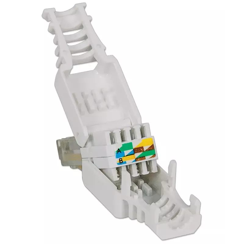 Intellinet RJ45 modulārais spraudnis, bezinstrumentu savienotājs, Cat5/5e/6, 22-26 AWG viendzīslu un daudzdzīslu UTP kabeļiem