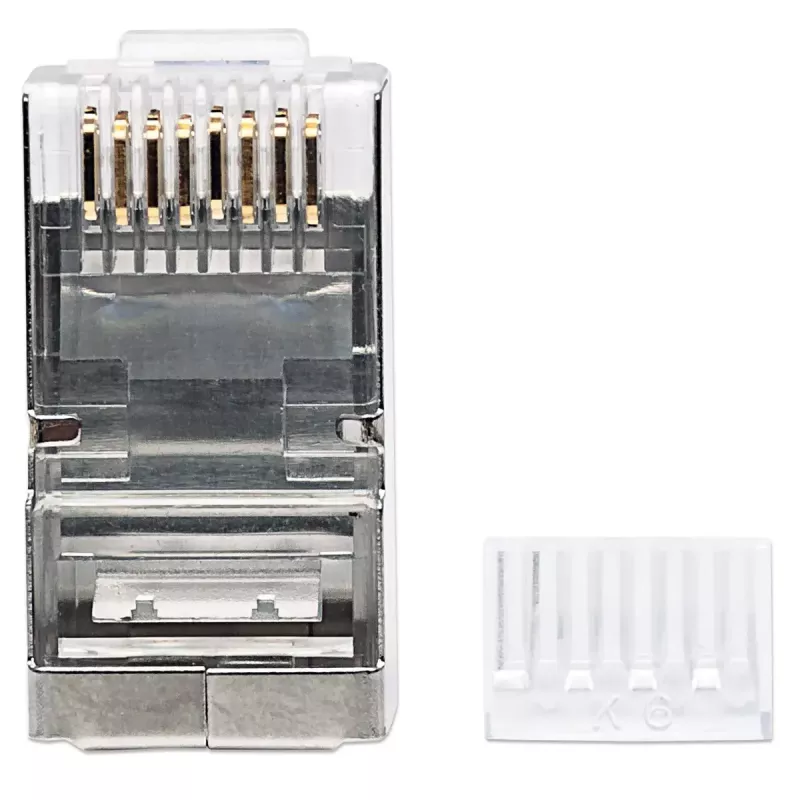 Intellinet RJ45 Modular Plugs Pro Line, Cat6, STP, 3-zaru, cietiem un vijumvadiem, 50 µ zelta pārklājuma kontakti, 90 gab. iepakojumā