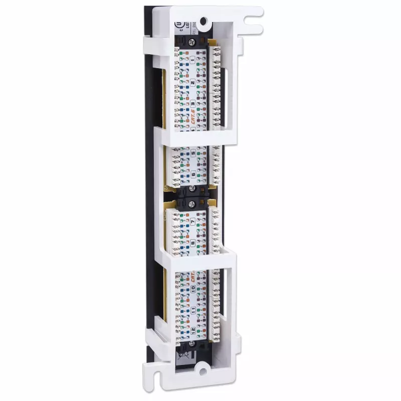 Intellinet ielāpu panelis, Cat6, pie sienas stiprināms, UTP, 12 porti, melns