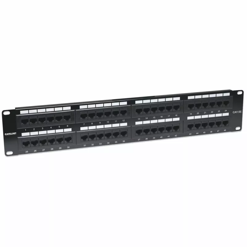 Intellinet ielāpu panelis, Cat5e, UTP, 48 portu, 2U, melns