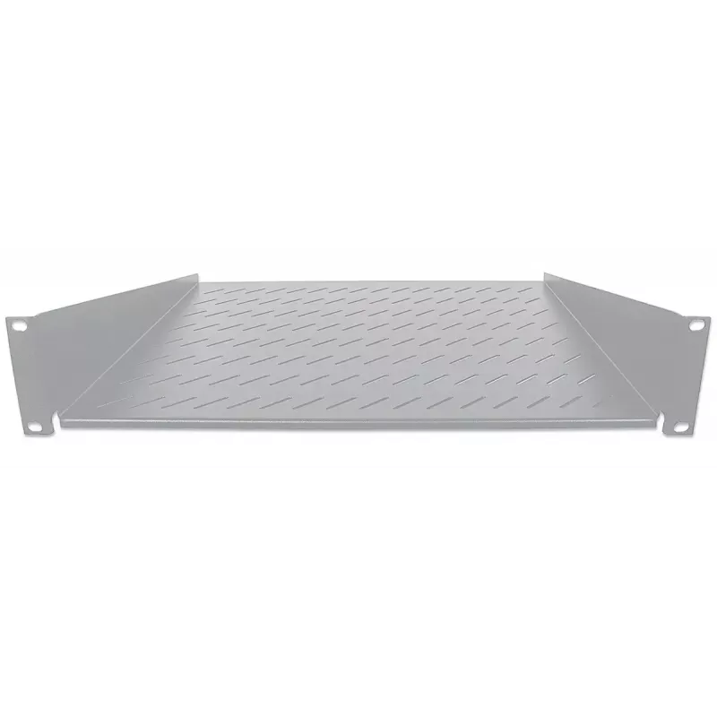 Intellinet 19 collu konsoles plaukts, 2U, 2 punktu priekšējā stiprināšana, 400 mm dziļums, ventilējams, maks. 25 kg, pelēks, trīs gadu garantija