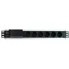 Techly I-CASE STRIP-16SH strāvas sadales iekārta (PDU) 6 maiņstrāvas kontaktligzdas 1.5U Melns, Sudraba