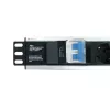 Techly I-CASE STRIP-16SH strāvas sadales iekārta (PDU) 6 maiņstrāvas kontaktligzdas 1.5U Melns, Sudraba