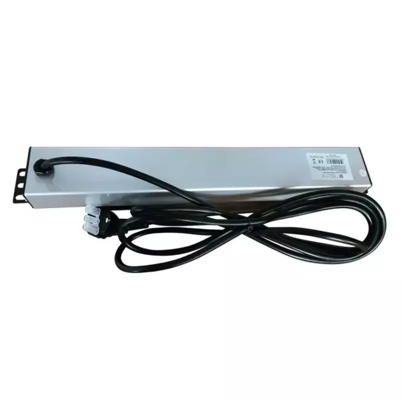 Techly I-CASE STRIP-16SH strāvas sadales iekārta (PDU) 6 maiņstrāvas kontaktligzdas 1.5U Melns, Sudraba