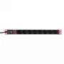 Techly Rack 19 collu Strāvas sadalītājs 8 rozetes Schuko kontaktdakša, Strāvas sadalītājs, Melns, 1,05 kg