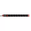 Techly Rack 19 collu Strāvas sadalītājs 8 rozetes Schuko kontaktdakša, Strāvas sadalītājs, Melns, 1,05 kg