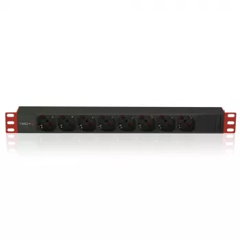 Techly Multi-Socket 8 rozetes statīvam 19 collu C14 spraudnis 1 HE melns sarkans