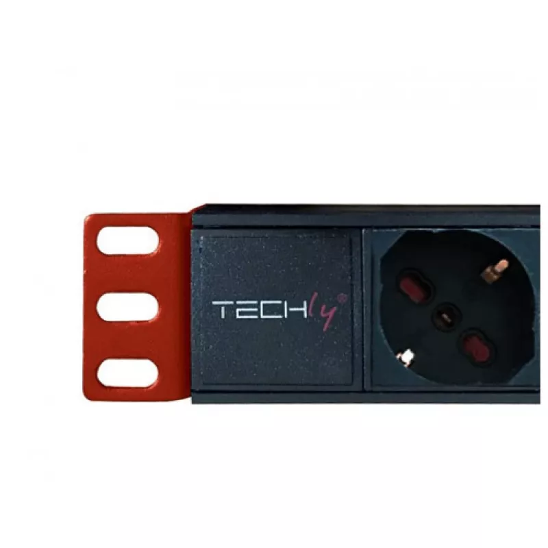 Techly Multi-Socket 8 rozetes statīvam 19 collu C14 spraudnis 1 HE melns sarkans