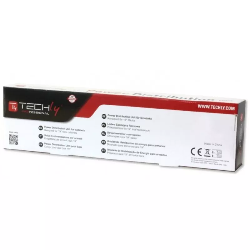 Techly Multi-Socket 8 rozetes statīvam 19 collu C14 spraudnis 1 HE melns sarkans