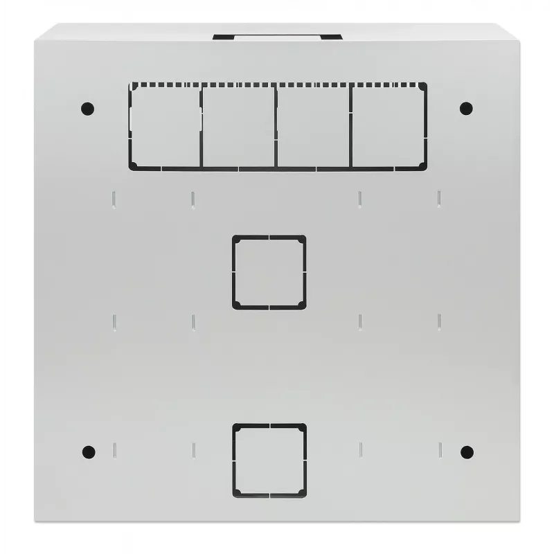 Intellinet Low-Profile 19 collu sienas skapis ar 4U horizontālajām un 2U vertikālajām sliedēm, plāns, vietu taupošs korpuss ar tikai 170 mm dziļumu, ideāli piemērots AV, multivides un novērošanas lietojumiem, samontēts, pelēks RAL 7035