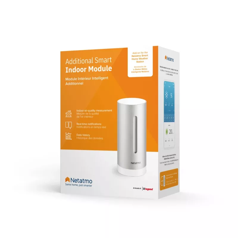 Netatmo Additional Smart Indoor Module, bezvadu, 0,3°, 3%, duralumīnijs, alumīnijs, AAA