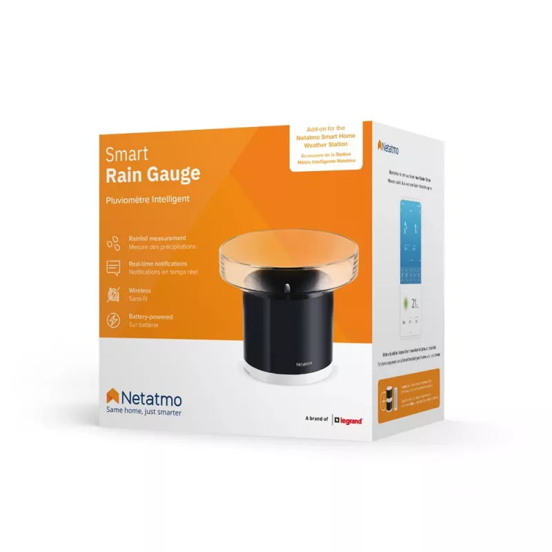 Netatmo Smart Rain Gauge, ar bateriju, AAA, 1,5 V, 130 mm, 130 mm, 110 mm