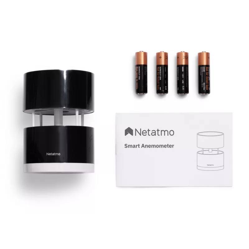 Netatmo Smart Anemometer, Vēja ātrums, Bezvadu, Wi-Fi, 0 - 45 m/s, 100 m, Melna, Caurspīdīga