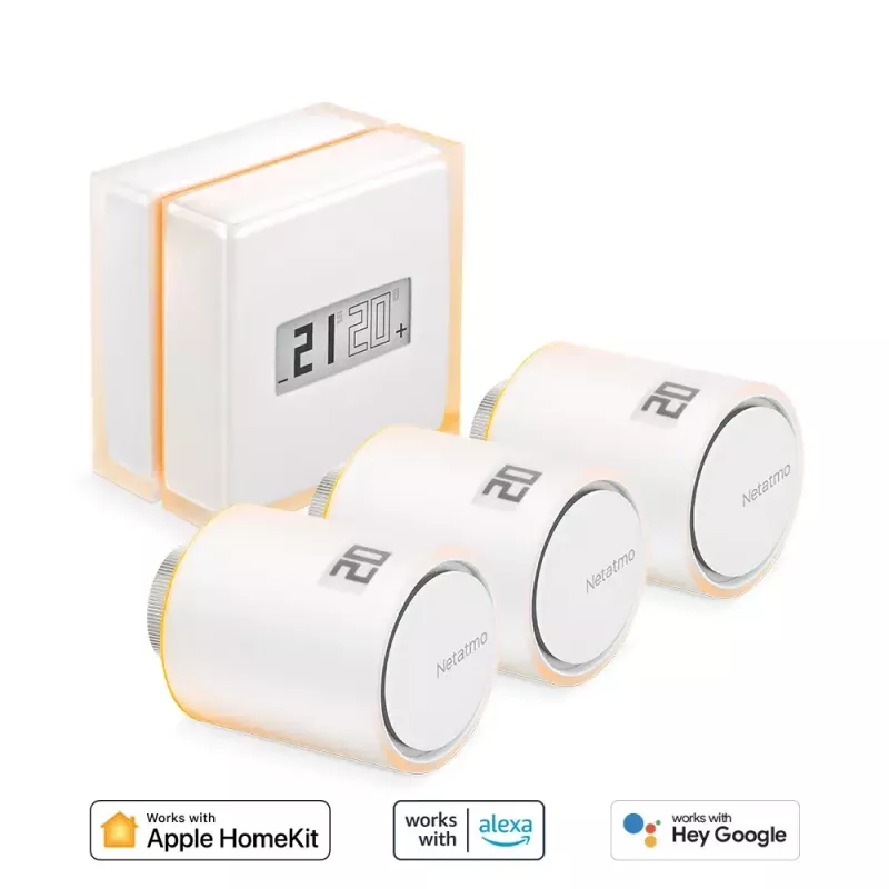 Netatmo komplekts: viedais termostats + 3 papildu viedie radiatoru vārsti
