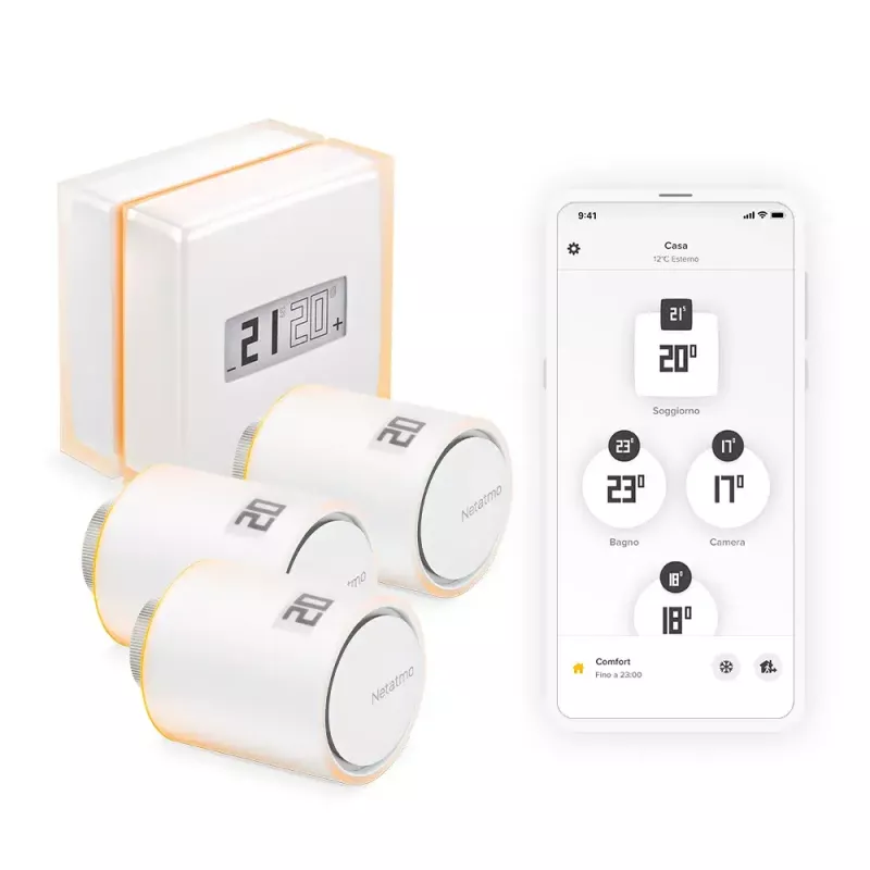 Netatmo komplekts: viedais termostats + 3 papildu viedie radiatoru vārsti