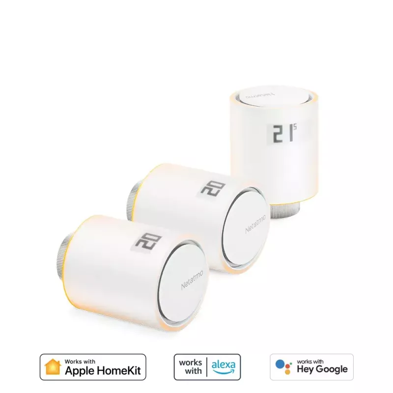 Netatmo viedie radiatoru vārsti komplektā: 3 papildu viedie radiatoru vārsti