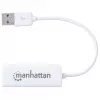 Manhattan USB-A ātrgaitas Ethernet adapteris, 10/100 Mb/s tīkla, 480 Mb/s (USB 2.0), ātrgaitas USB, RJ45, balts, trīs gadu garantija