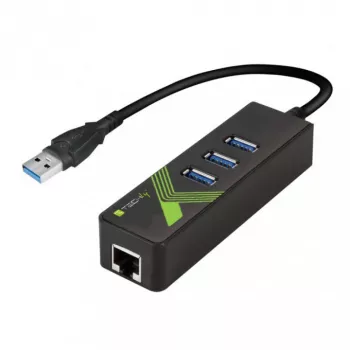 Techly IDATA USB-ETGIGA-3U2 klēpjdatora dokstacija/portu replikators USB 3.2 Gen 1 (3.1 Gen 1) Type-A Melns
