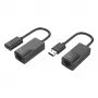 Techly IUSB-EXTENDTY2 kabeļa savienotāju adapteris RJ-45 USB 2.0 Type-A melns