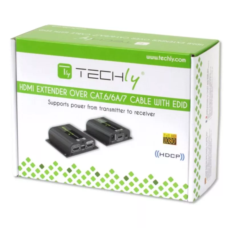 Techly IDATA EXT-E70POED AV paplašinātājs AV raidītājs un uztvērējs Melns